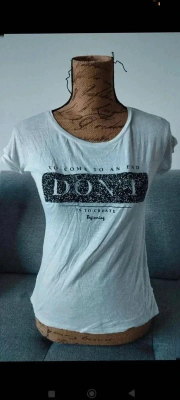 tee-shirt Pimkie blanc imprimé "DON'T" femme T. M manches courtes casual